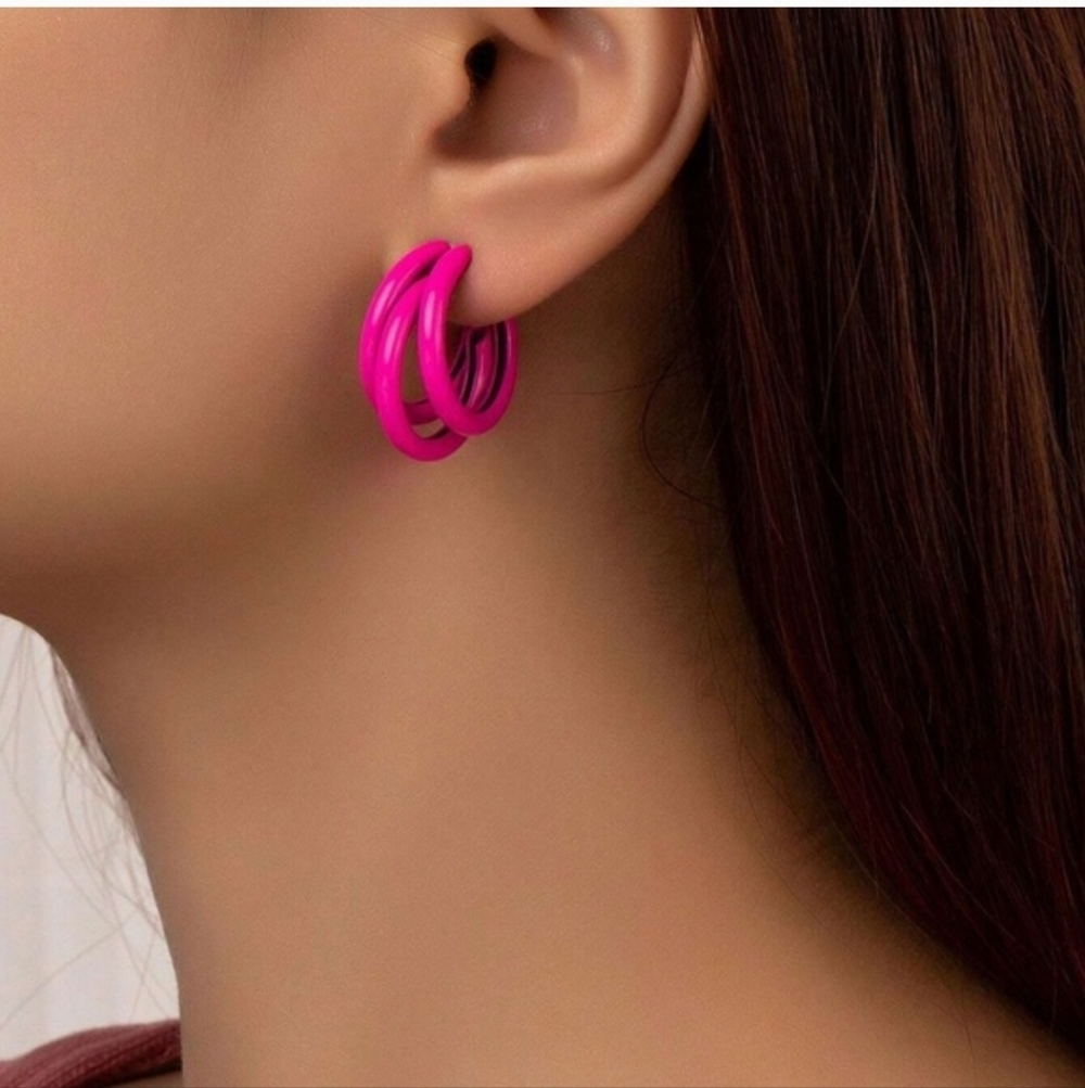 Hot Pink Hoop Earrings